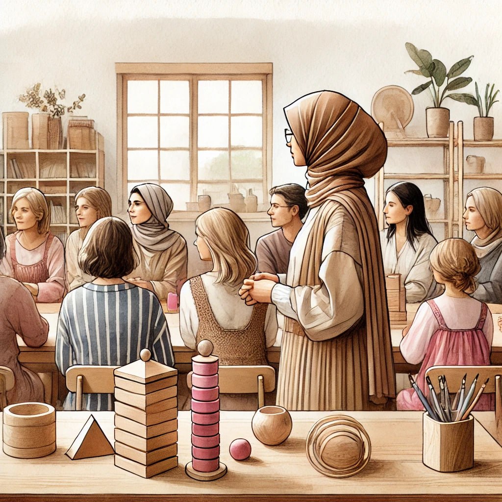 Diverse classroom with educator