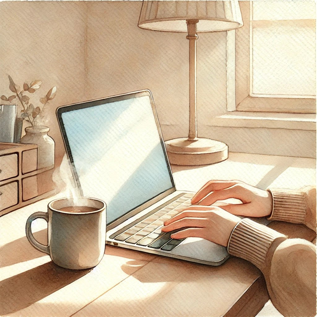 Hands typing on laptop